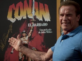Arnold Schwarzenegger returned to Almeria, Spain, 33 years after filming "Conan the Barbarian," to receive the honorific award "Almeria Land Of Film" on Sept. 28, 2014.