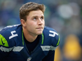 Kicker Steven Hauschka of the Seattle Seahawks looks on prior to the game against the Arizona Cardinals at CenturyLink Field on December 22, 2013 in Seattle, Washington.