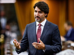 Prime Minister Justin Trudeau speaks during Question Period in the House of Commons on Parliament Hill in Ottawa, Thurdsay, Sept. 24, 2020.