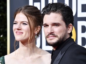 Rose Leslie and Kit Harington attend the 77th Annual Golden Globe Awards at The Beverly Hilton Hotel on January 5, 2020 in Beverly Hills, California.