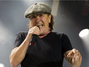 AC/DC's Brian Johnson performs during their Rock Or Bust World Tour at Gillette Stadium in Foxborough, Mass. Saturday, Aug. 22, 2015.