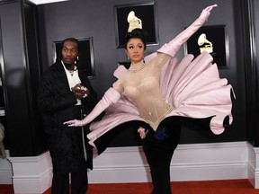 US rapper Cardi B and Offset arrive for the 61st Annual Grammy Awards on February 10, 2019, in Los Angeles.