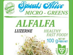 The package label of Sprouts Alive's Micro – Greens Alfalfa.