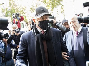 Boris Becker arrives for his insolvency hearing at Westminster Magistrates Court in London, England, Sept. 24, 2020.
