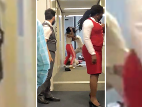 A viral video shows two women brawling in a bridge at New York's LaGuardia Airport.