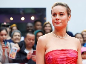 Brie Larson poses as she arrives for a gala presentation of 'Just Mercy' at the Toronto International Film Festival in Toronto September 6, 2019.