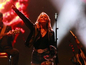 Country musician Miranda Lambert performs on the first day of the Country Thunder music festival, held at Prairie Winds Park in Calgary Friday, August 16, 2019.