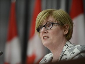 Minister of Employment, Workforce Development and Disability Inclusion Carla Qualtrough holds a press conference on Parliament Hill in Ottawa on Friday, July 17, 2020.
