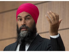 NDP Leader Jagmeet Singh speaks during a news conference, Wednesday, July 8, 2020 in Ottawa.