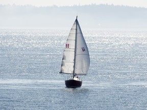 A sail boat is seen sailing off the shore of Vancouver Island, B.C. Friday, March 29, 2013.