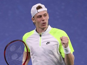 Denis Shapovalov celebrates a point during his second round match against Soonwoo Kwon of South Korea on Day 3 of the 2020 U.S. Open at the USTA Billie Jean King National Tennis Center in the Queens borough of New York City, Wednesday, Sept. 2, 2020.