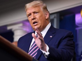 U.S. President Donald Trump holds a press conference in the Brady Press Briefing Room at the White House in Washington, D.C., Friday, Sept. 18, 2020.