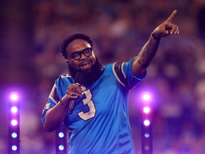 Blanco Brown performs during halftime of the game between the Tampa Bay Buccaneers and Carolina Panthers at Bank of America Stadium on Sept. 12, 2019 in Charlotte, N.C.