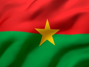 Flag of Burkina Faso blowing in the wind.