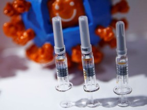 A booth displaying a coronavirus vaccine candidate from Sinovac Biotech Ltd is seen at the 2020 China International Fair for Trade in Services (CIFTIS), following the COVID-19 outbreak, in Beijing, China September 5, 2020.