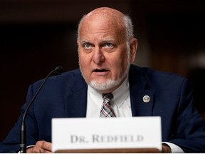 Robert Redfield, MD, Director, United States Centers for Disease Control and Prevention, testifies during a U.S. Senate Senate Health, Education, Labor, and Pensions Committee Hearing to examine COVID-19, focusing on an update on the federal response at the U.S. Capitol in Washington, D.C., U.S., September 23, 2020.