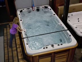 The 5900 litre Artic Ocean combines the therapeutic side of hot tubing with the entertainment and fitness aspects of the pool at Arctic Spas and Leisure on March 16, 2010 in Edmonton.