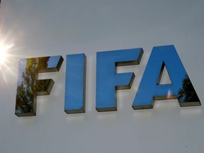 The logo of FIFA is seen in front of its headquarters in Zurich, Switzerland September 26, 2017.