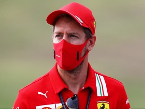 Sebastian Vettel of Ferrari walks the track ahead of the F1 Grand Prix of Tuscany at Mugello Circuit on September 10, 2020 in Scarperia, Italy.