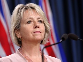 British Columbia provincial health officer Dr. Bonnie Henry answers questions during a press conference to update on the province's fall pandemic preparedness plan from the press theatre at Legislature in Victoria, Wednesday, Sept. 9, 2020.