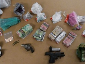 Eighteen people face nearly three dozen charges after London police made the largest seizure of suspected fentanyl last week at homes in London and Brampton. More than two kilograms of fentanyl valued at nearly $733,000, cash and two guns were seized. Supplied