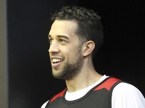 Landry Fields at Raptors practice today in Toronto, Ont. on Tuesday October 28, 2014.