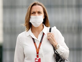 Williams' Racing Deputy Team Principal Claire Williams walks outside the Silverstone Circuit ahead of the 70th Anniversary Grand Prix in August.