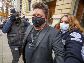 Éric Lapointe leaves the Montreal courthouse on Oct. 27, 2020.