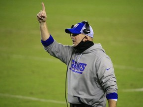 Head coach Joe Judge of the New York Giants talks on the sideline during the fourth quarter against the Philadelphia Eagles at Lincoln Financial Field on October 22, 2020 in Philadelphia, Pennsylvania.