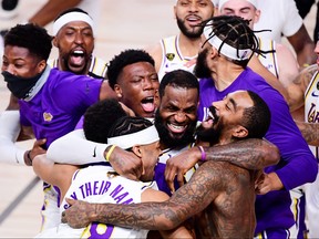 LeBron James and the Lakers celebrate their NBA championship.