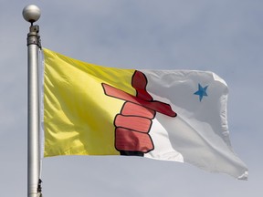 Nunavut's provincial flag flies on a flag pole in Ottawa, Tuesday June 30, 2020.