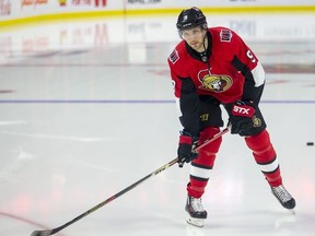 Bobby Ryan on the ice for the warm up as the Ottawa Senators take on the Detroit Red Wings in NHL action at the Canadian Tire Centre in Ottawa.
