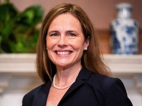 Judge Amy Coney Barrett, U.S. President Donald Trump's Nominee for Supreme Court, meets with Senator Martha McSally (R-AZ) on Capitol Hill in Washington, D.C., Oct. 21, 2020.