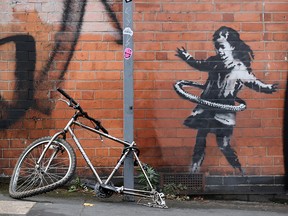 A new Banksy artwork is seen in Rothesay Avenue, Nottingham, Britain October 17, 2020.