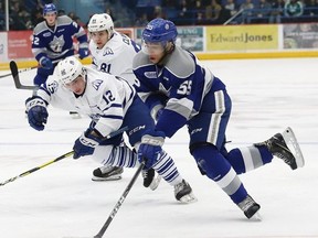 Talk to 10 scouts and half will prefer the size and strength of Sudbury’s Quinton Byfield (right).  John Lappa/Postmedia Network