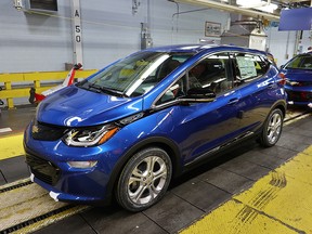 The 2020 Chevrolet Bolt comes off the assembly line at GM’s plant in Orion, Michigan.