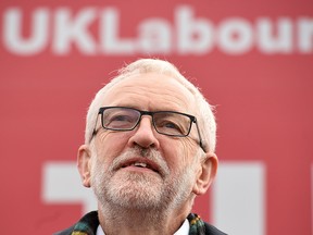 In this file photo taken on December 11, 2019 Britain's Labour Party leader Jeremy Corbyn attends a general election campaign event in Stainton Village, near Middlesbrough, north east England.