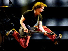 Eddie Van Halen performs at Van Halen’s dress rehearsal for family and friends at the Forum on February 8, 2012 in Inglewood, California.