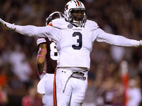 Marlon Davidson of the Auburn Tigers reacts during the first half against the Mississippi State Bulldogs at Davis Wade Stadium on October 6, 2018 in Starkville, Mississippi.