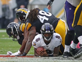 The Pittsburgh Steelers will look to smother Ravens QB Lamar Jackson in today's AFC showdown, much as they did on this play in last year's meeting.