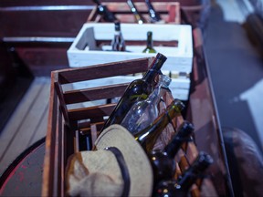 empty bottles of wine in a bootleggers truck