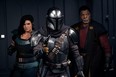 Gina Carano, Pedro Pascal and Carl Weathers in a scene from Season 2 of The Mandalorian.