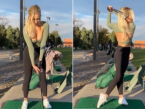 Paige Spiranac felt “uncomfortable” while wearing this tight green top that exposed her back and chest.