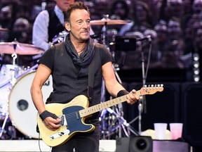 In this file photo taken on May 17, 2016, Bruce Springsteen performs on stage during "The River Tour 2016" in the northern Spanish Basque city of San Sebastian.