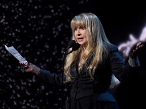Inductee Stevie Nicks speaks onstage at the 2019 Rock and Roll Hall Of Fame Induction Ceremony - Show at Barclays Center on March 29, 2019 in New York.