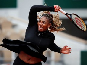 Serena Williams in action during her first round match against Kristie Ahn of the U.S. at the 2020 French Open in Paris, Sept. 28, 2020.
