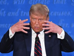 President Donald Trump speaks during the first presidential debate at Case Western Reserve University and Cleveland Clinic in Cleveland, Ohio, on September 29, 2020.