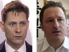 Michael Kovrig (left) and Michael Spavor, the two Canadians detained in China, are shown in these 2018 images taken from video.