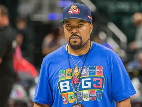 Big3 founder Ice cube at the opening weekend game at Banker's Life Fieldhouse.