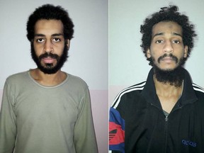 A combination picture shows Alexanda Kotey and Shafee Elsheikh, in these undated handout pictures in Amouda, Syria released February 9, 2018.